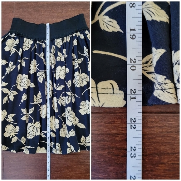 Vtg Adrienne Vittadini Black & Tan Floral High Waist Flared Skirt Womens Size L - Picture 7 of 7